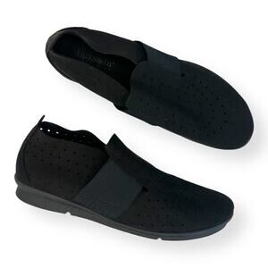 Bussola Candice Microtec Perforated Stretch Slip On Flat EU 41 US 10-10.5 Black